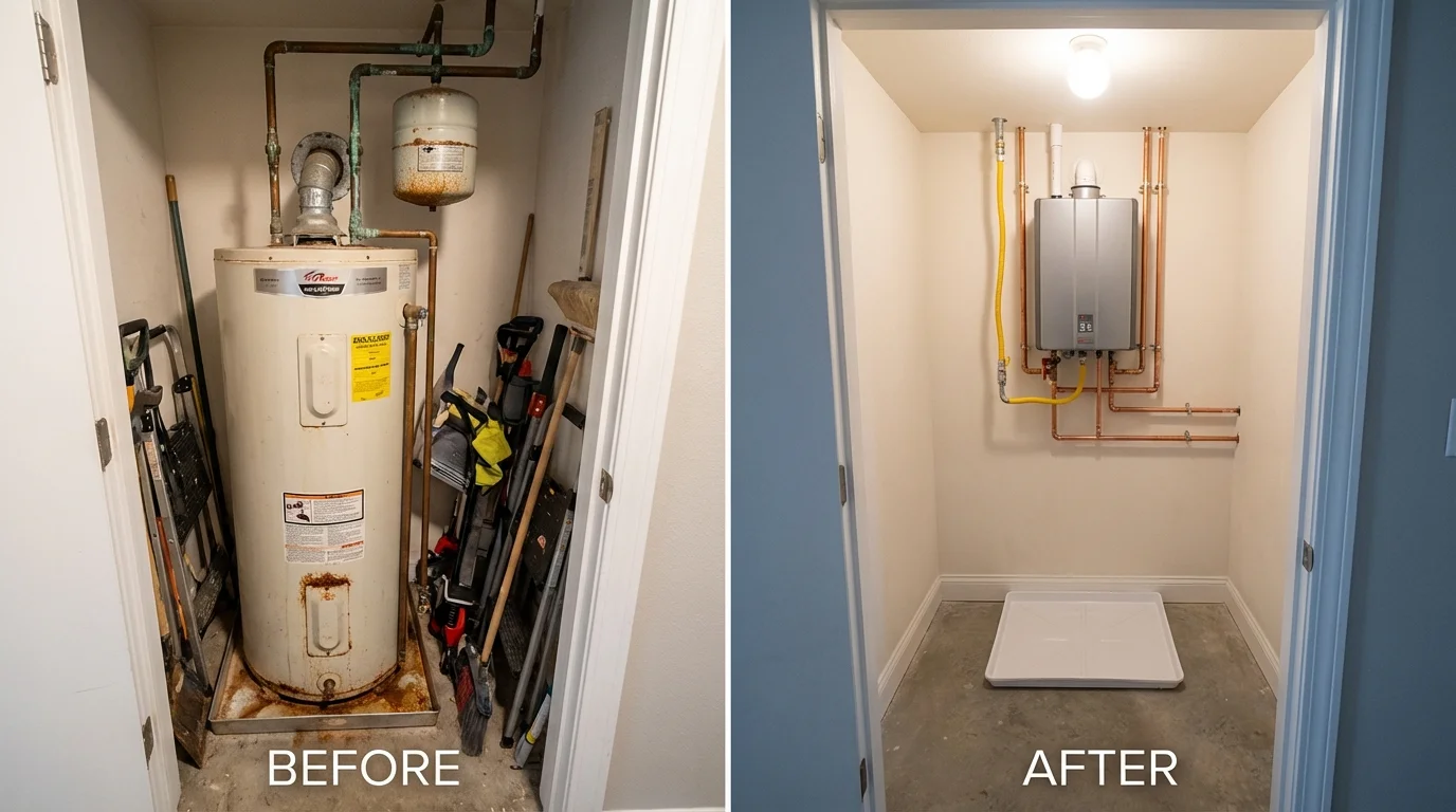 Tank water heater versus wall-mounted tankless unit comparison for Stanton, TX homeowners
